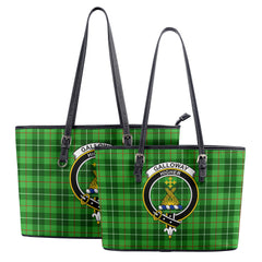 Galloway District Tartan Crest Leather Tote Bag