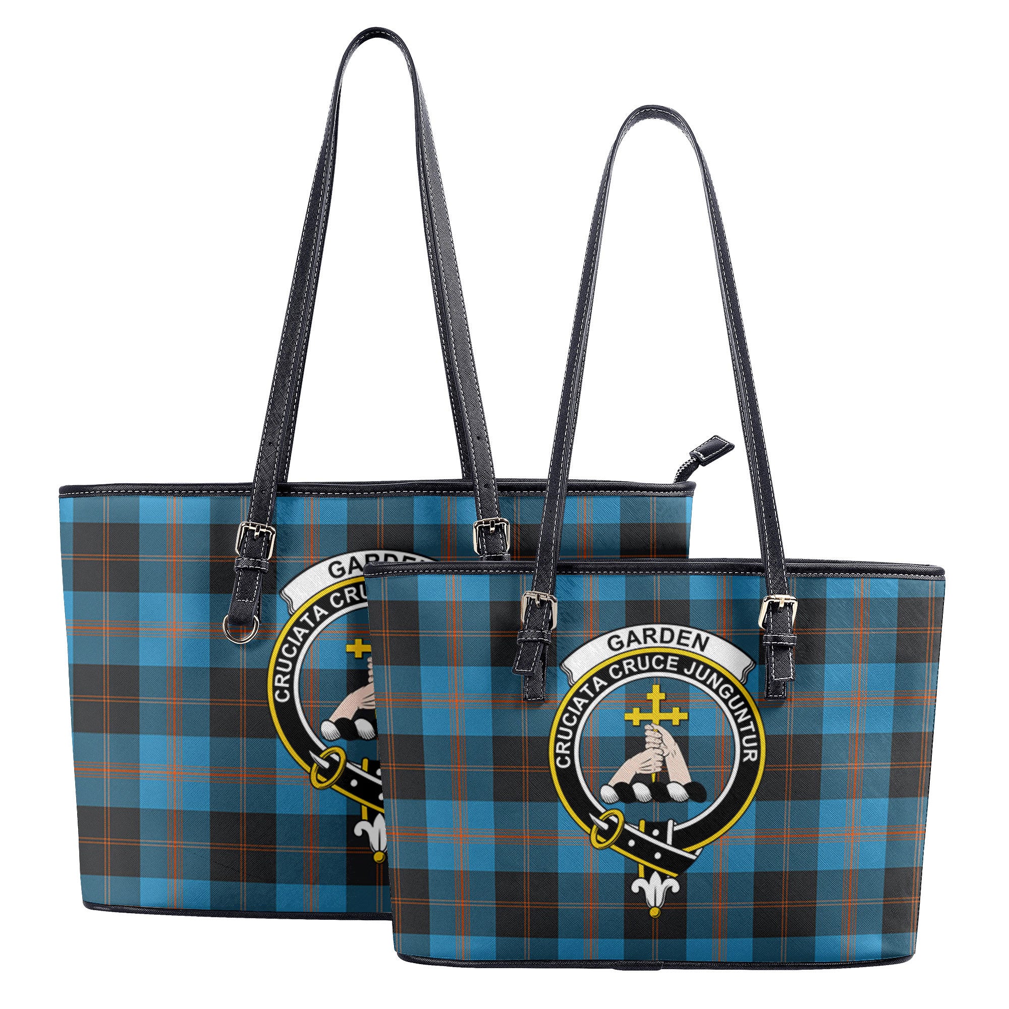 Garden Tartan Crest Leather Tote Bag