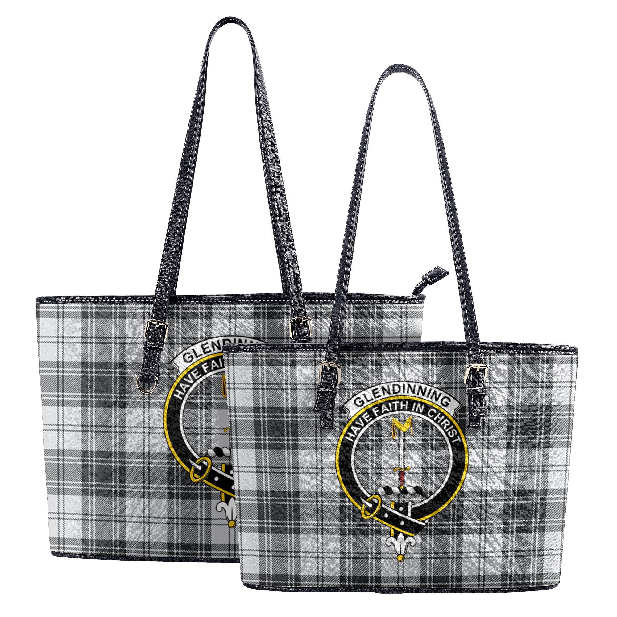 Glendinning Tartan Crest Leather Tote Bag