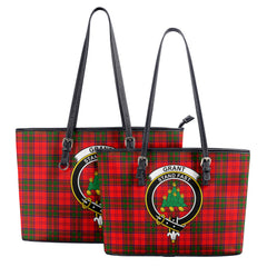 Grant Modern Tartan Crest Leather Tote Bag