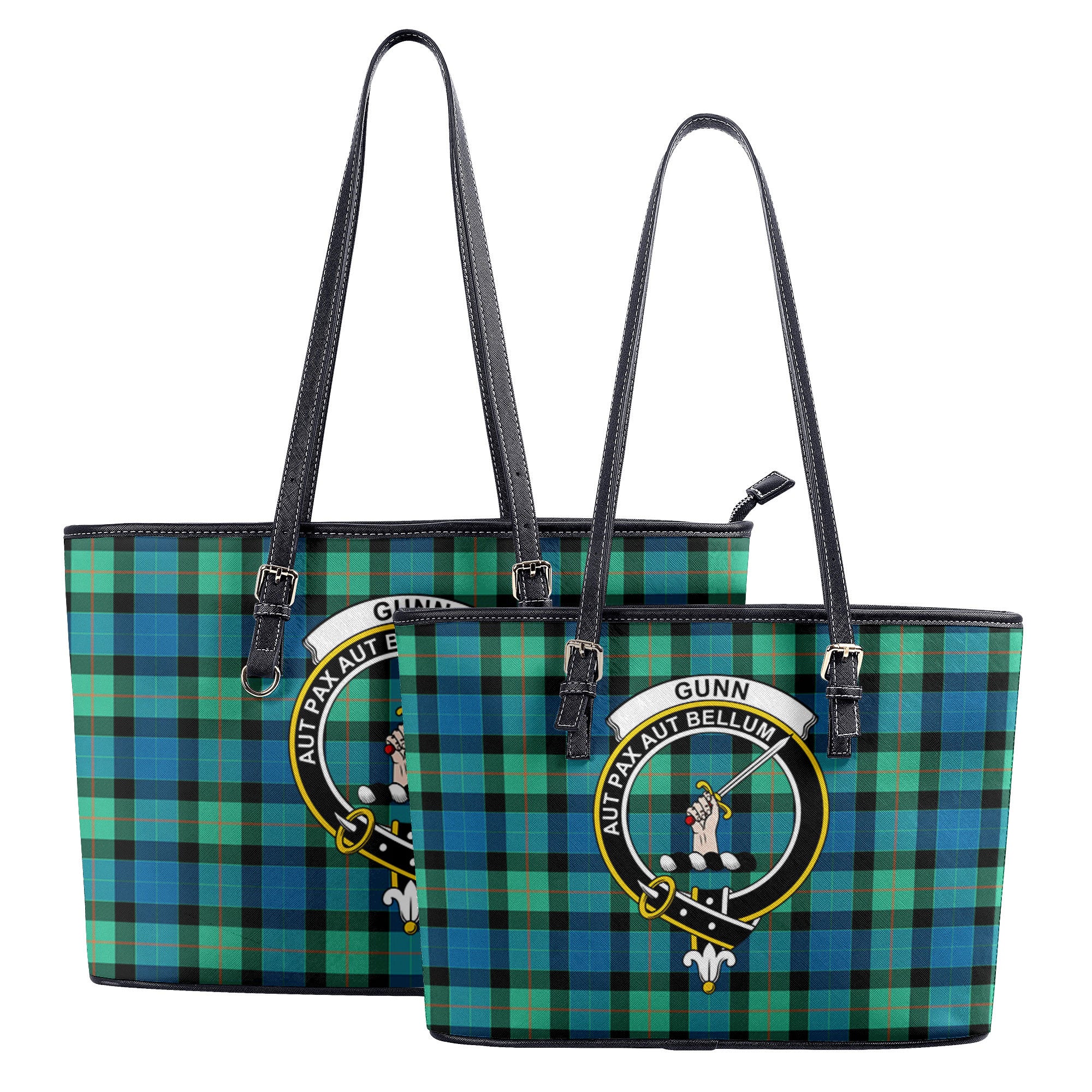 Gunn Ancient Tartan Crest Leather Tote Bag