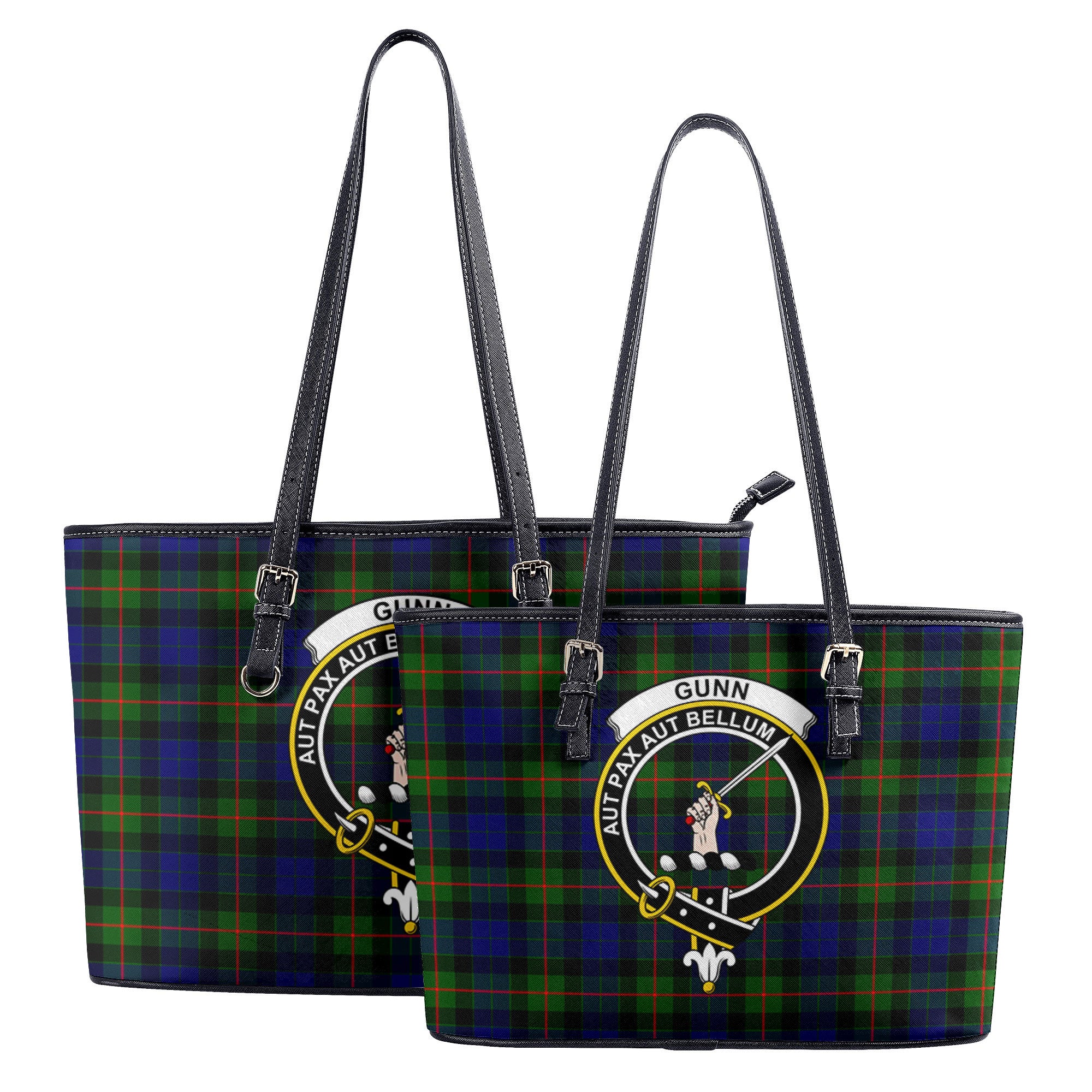 Gunn Modern Tartan Crest Leather Tote Bag