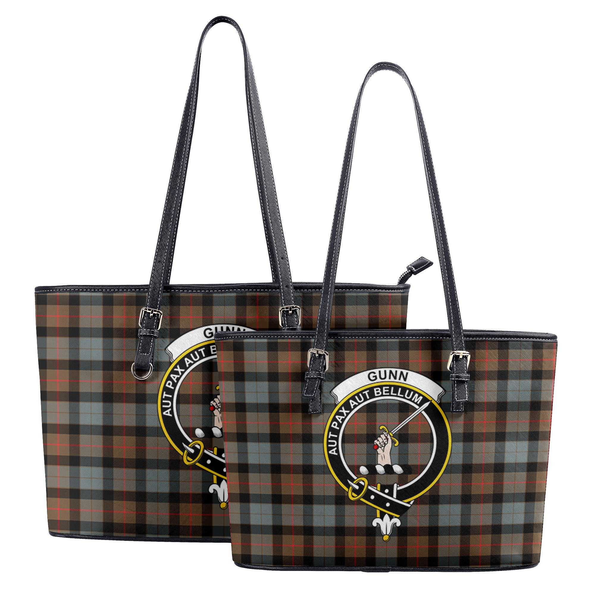 Gunn Weathered Tartan Crest Leather Tote Bag