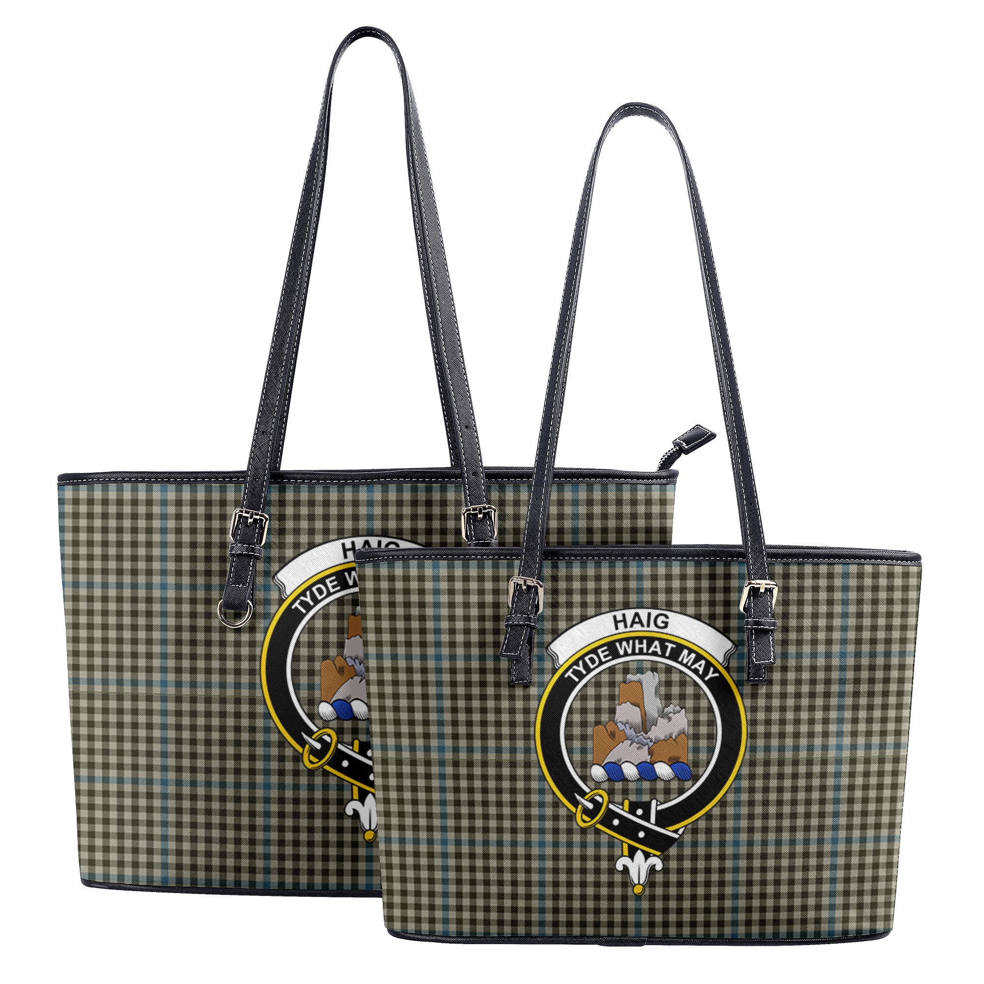 Haig Check Tartan Crest Leather Tote Bag