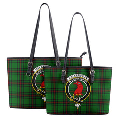 Halkerston Tartan Crest Leather Tote Bag