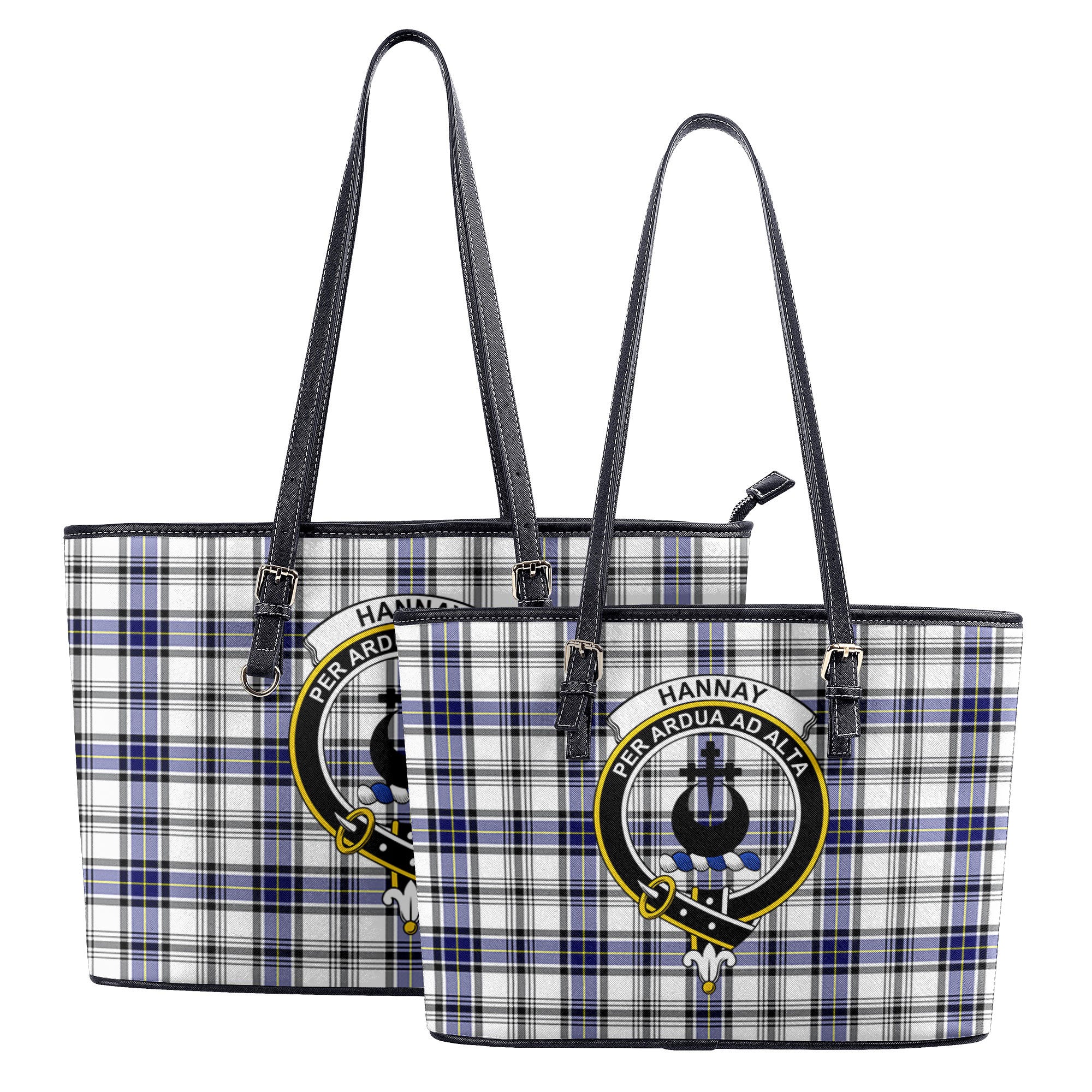 Hannay Modern Tartan Crest Leather Tote Bag