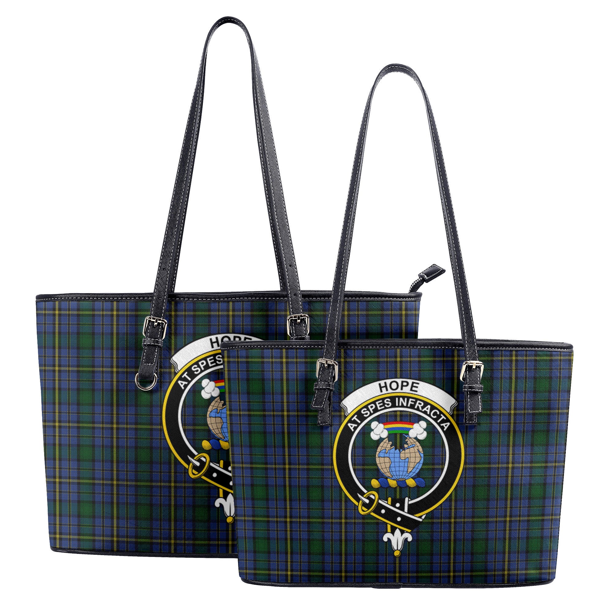 Hope Tartan Crest Leather Tote Bag