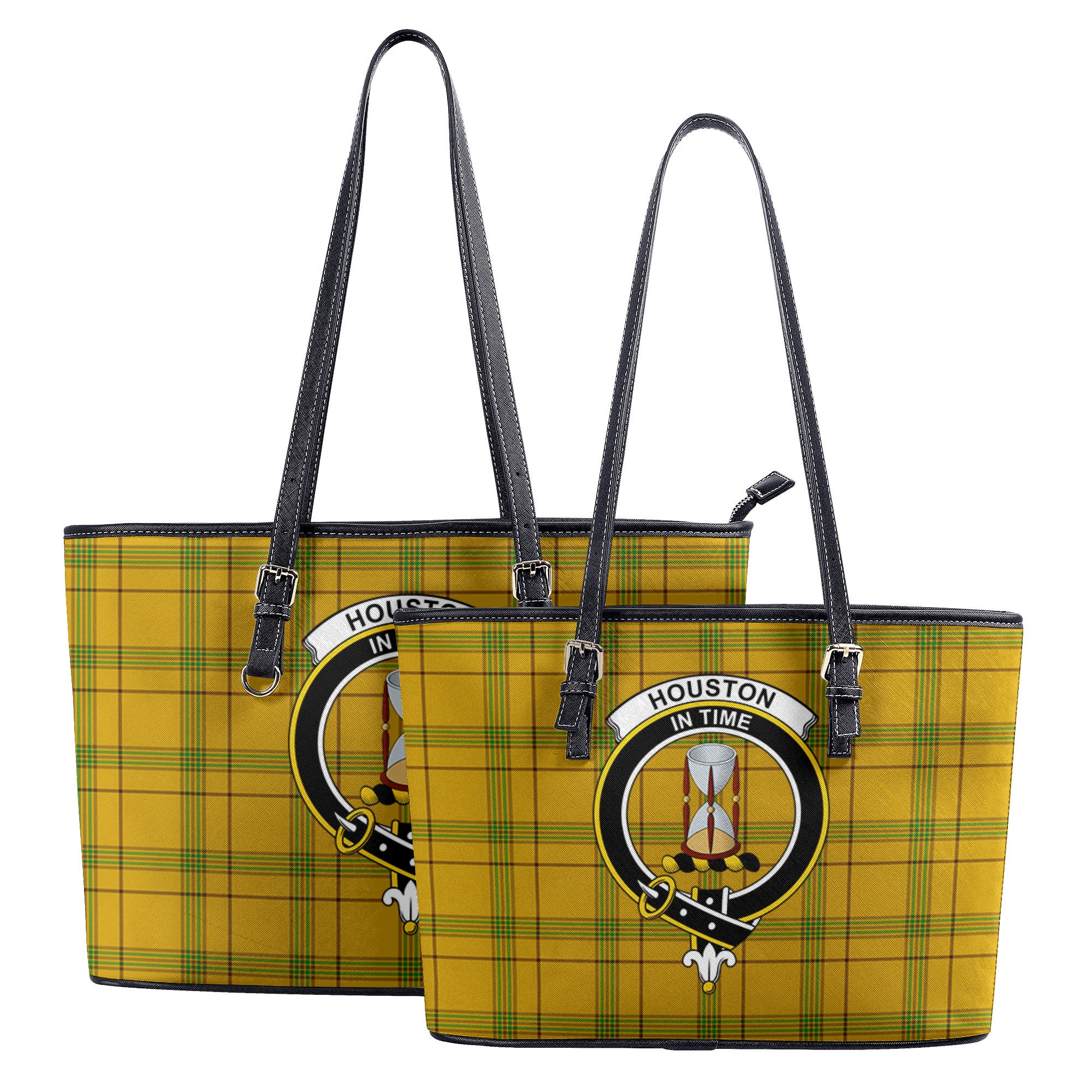 Houston Tartan Crest Leather Tote Bag