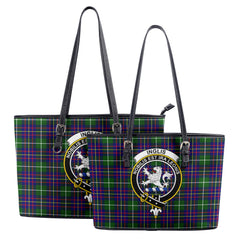 Inglis Modern Tartan Crest Leather Tote Bag