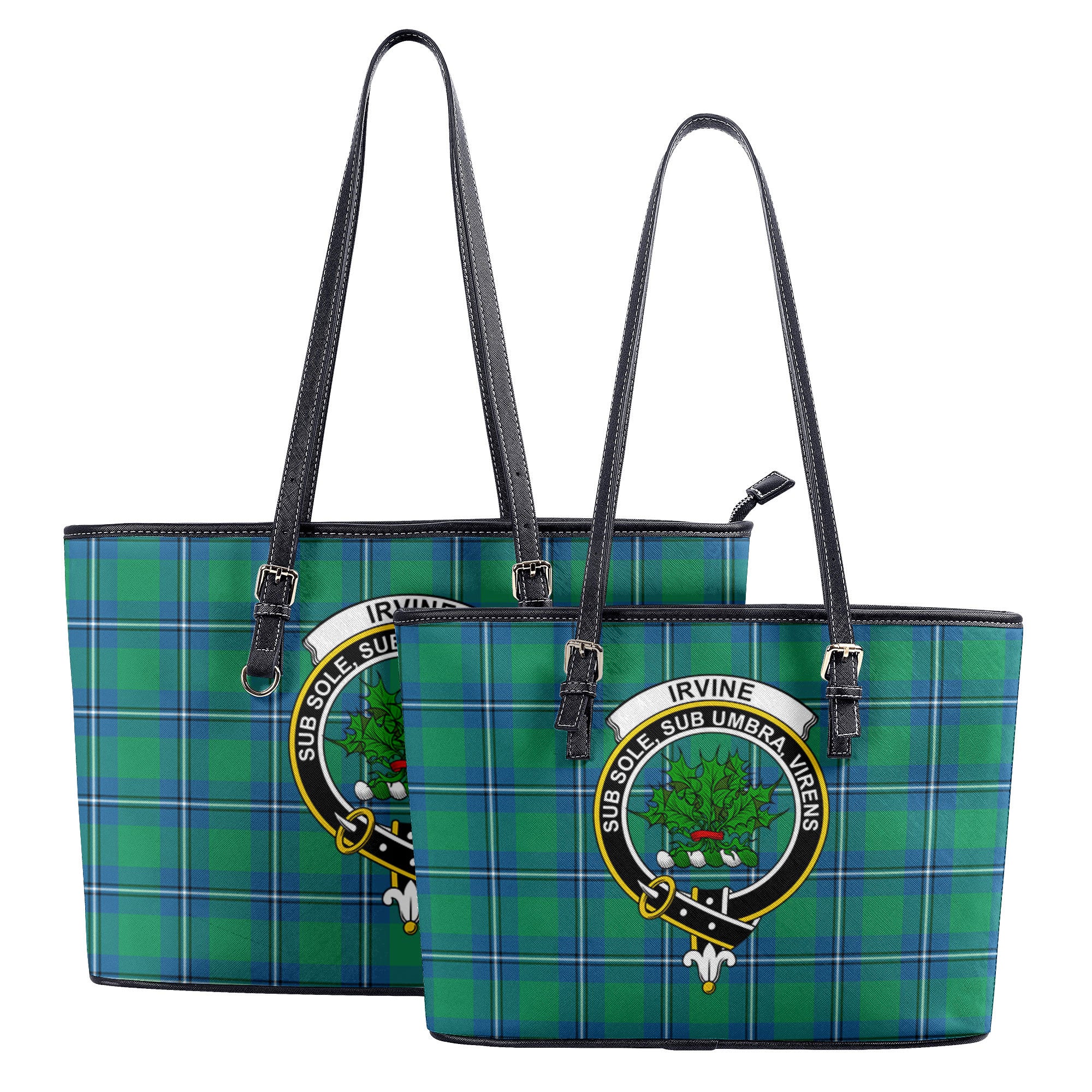 Irvine Ancient Tartan Crest Leather Tote Bag