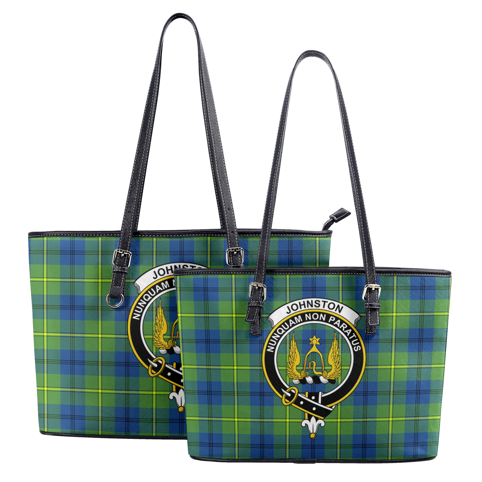 Johnston Ancient Tartan Crest Leather Tote Bag