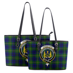 Johnstone Modern Tartan Crest Leather Tote Bag