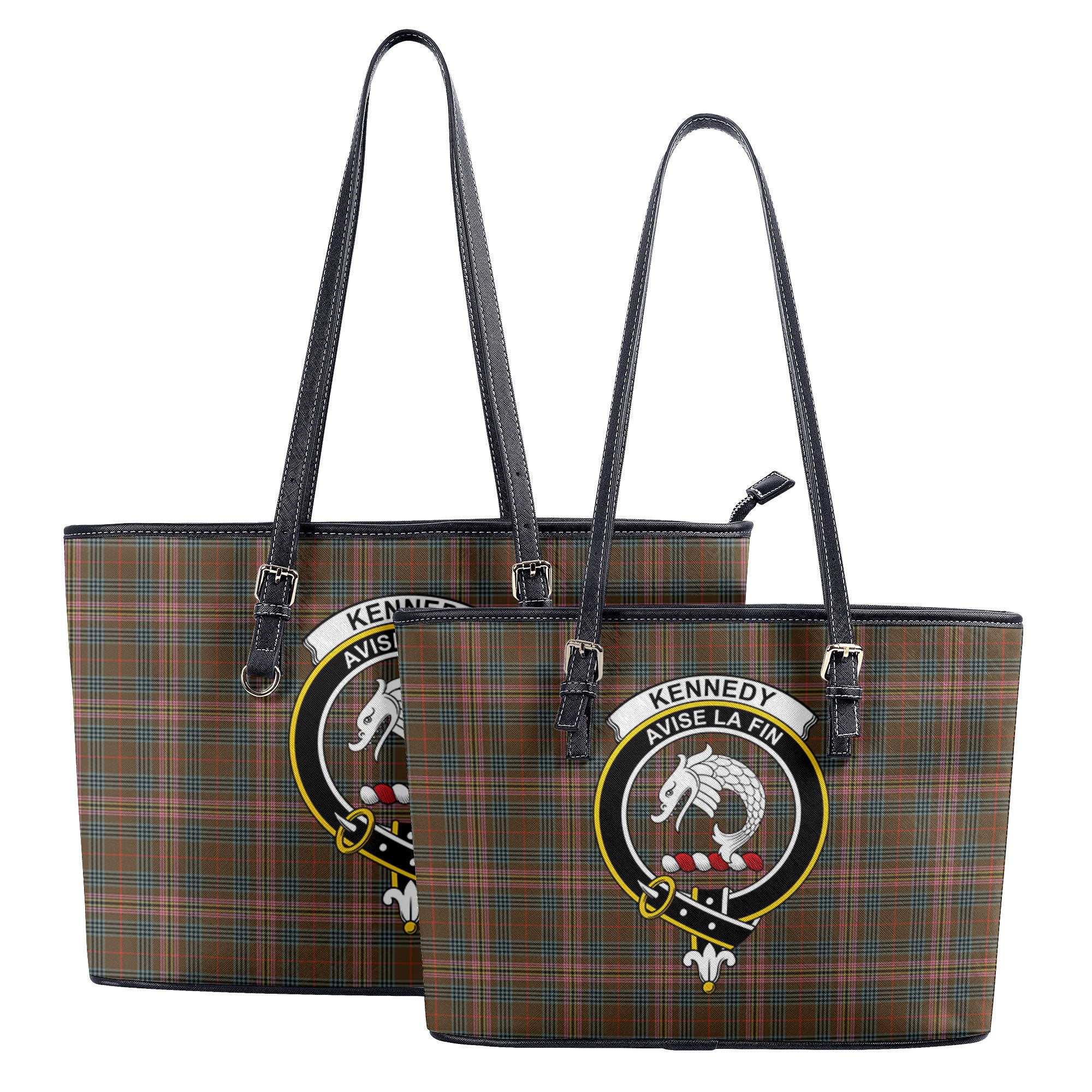 Kennedy Weathered Tartan Crest Leather Tote Bag