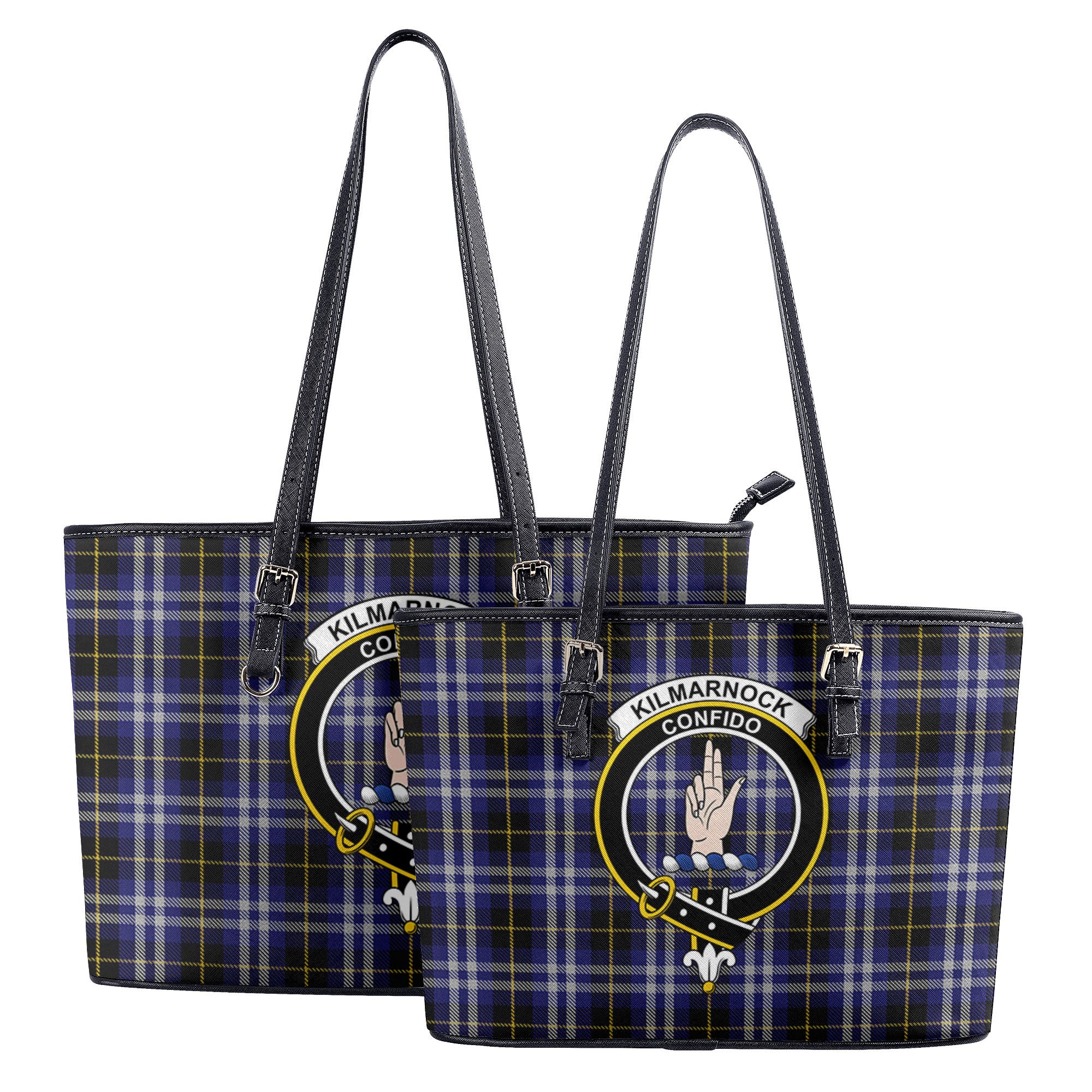 Kilmarnock Tartan Crest Leather Tote Bag