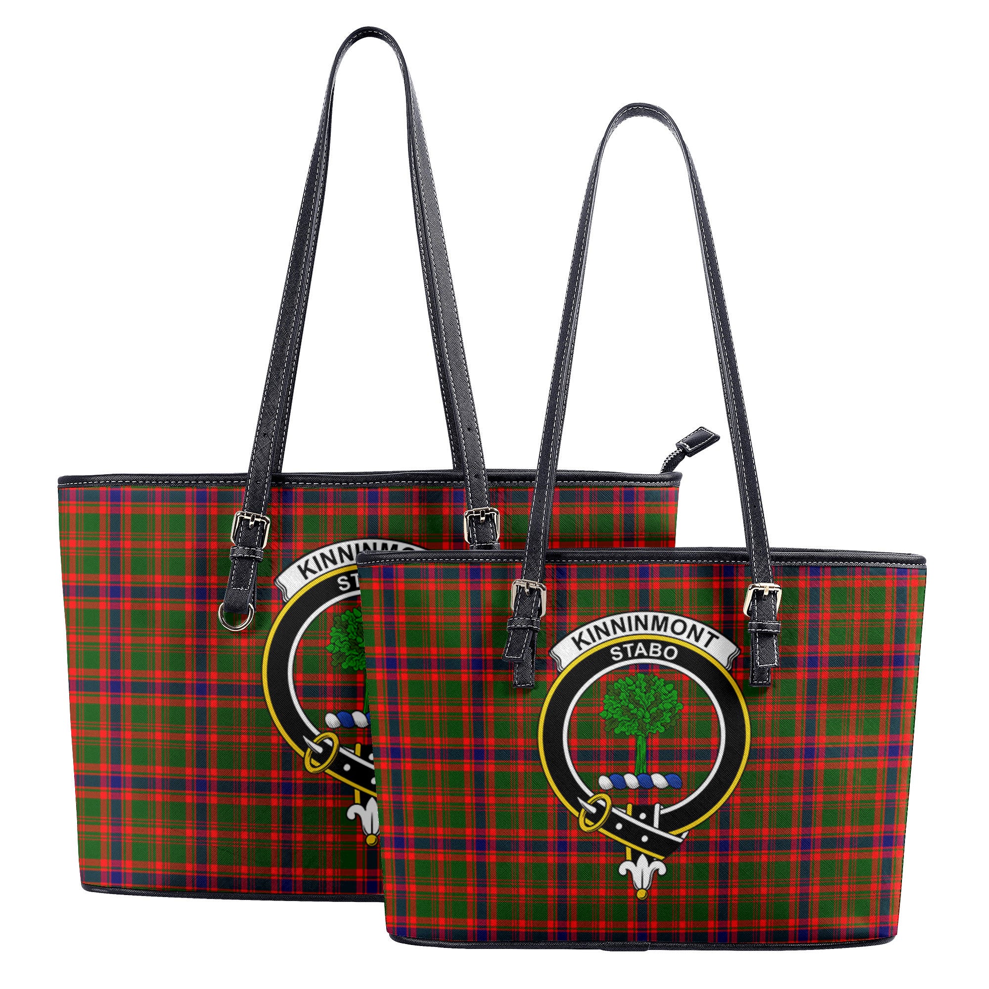 Kinninmont Tartan Crest Leather Tote Bag