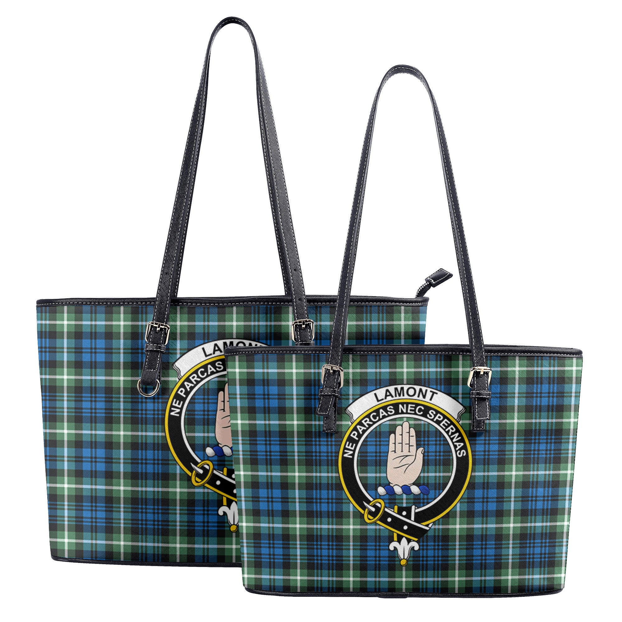 Lamont Ancient Tartan Crest Leather Tote Bag