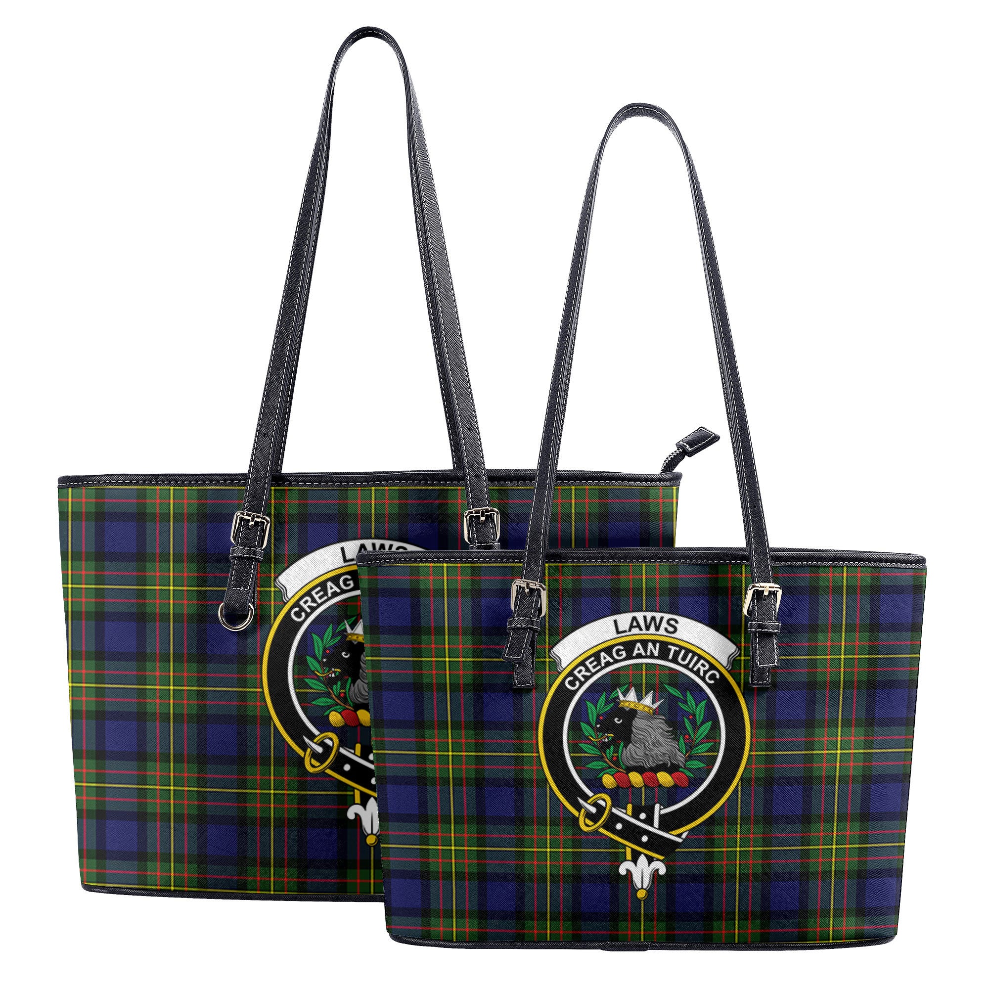 Laws Tartan Crest Leather Tote Bag