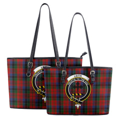 Leith Tartan Crest Leather Tote Bag