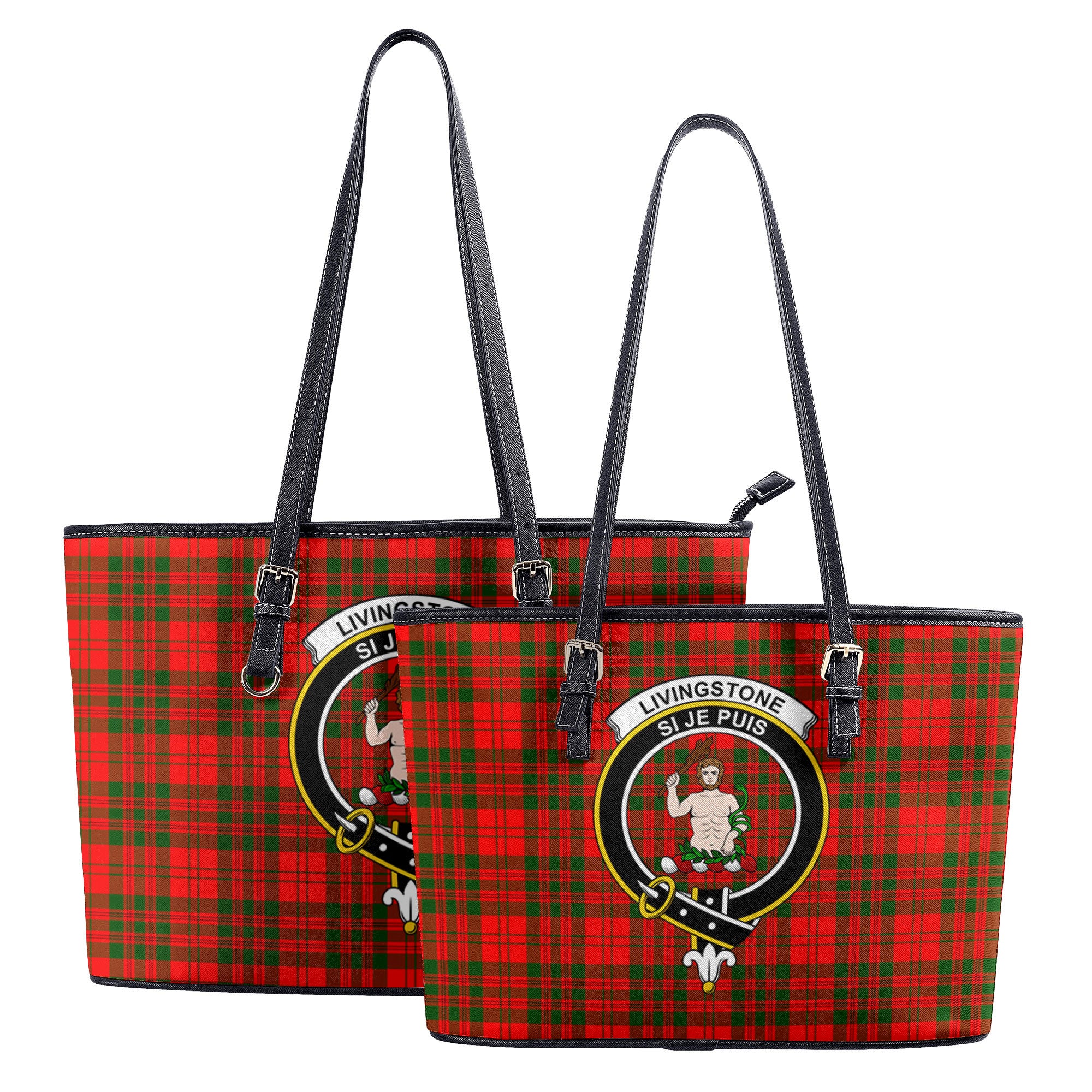 Livingstone Tartan Crest Leather Tote Bag