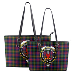 Logan Modern Tartan Crest Leather Tote Bag