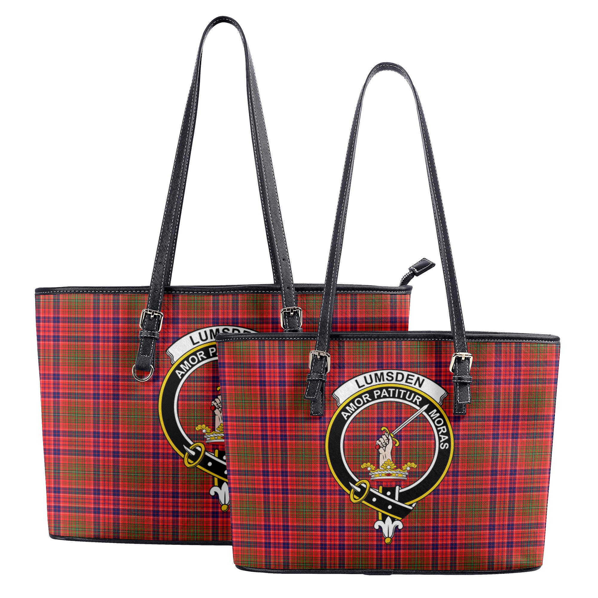 Lumsden Modern Tartan Crest Leather Tote Bag