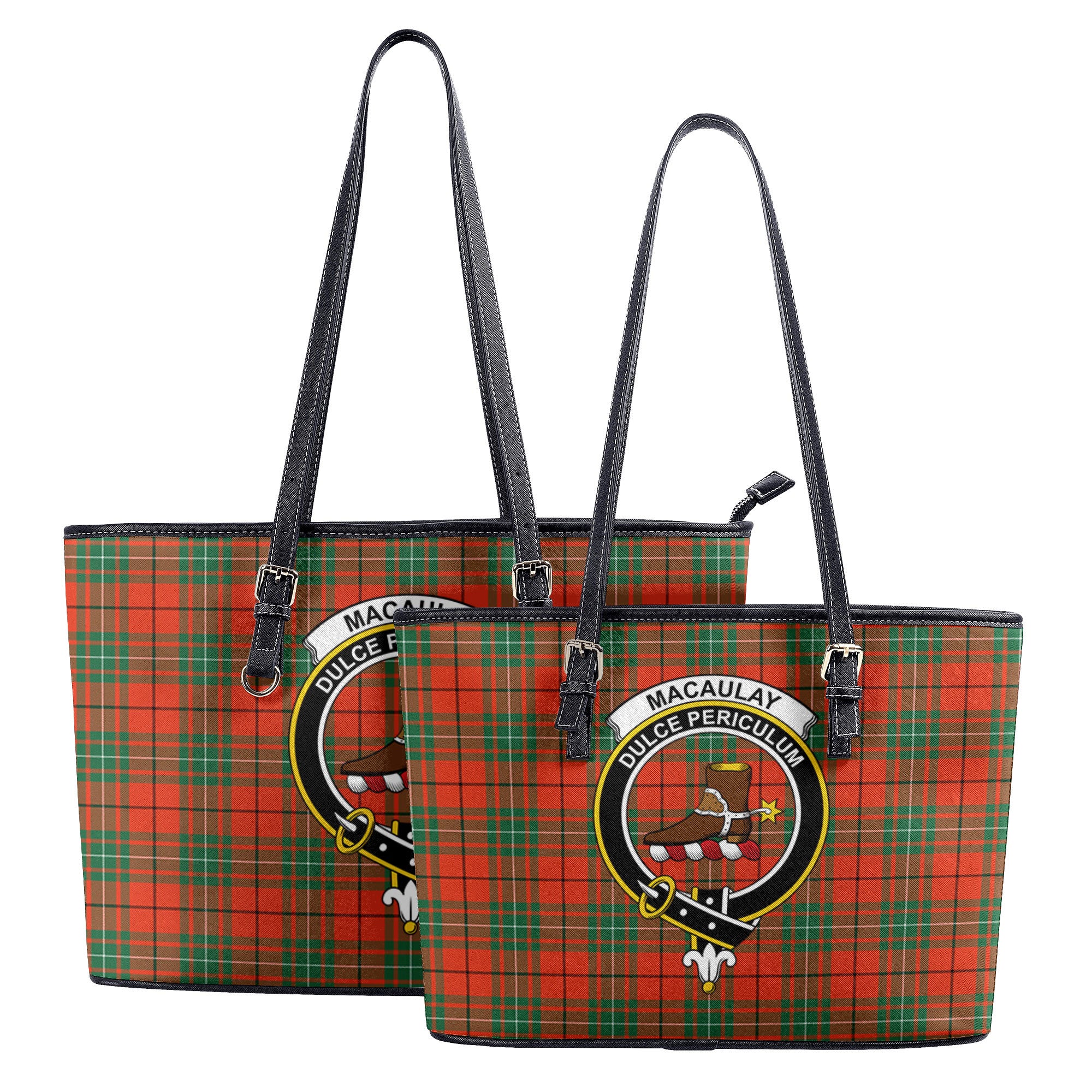 MacAulay Ancient Tartan Crest Leather Tote Bag