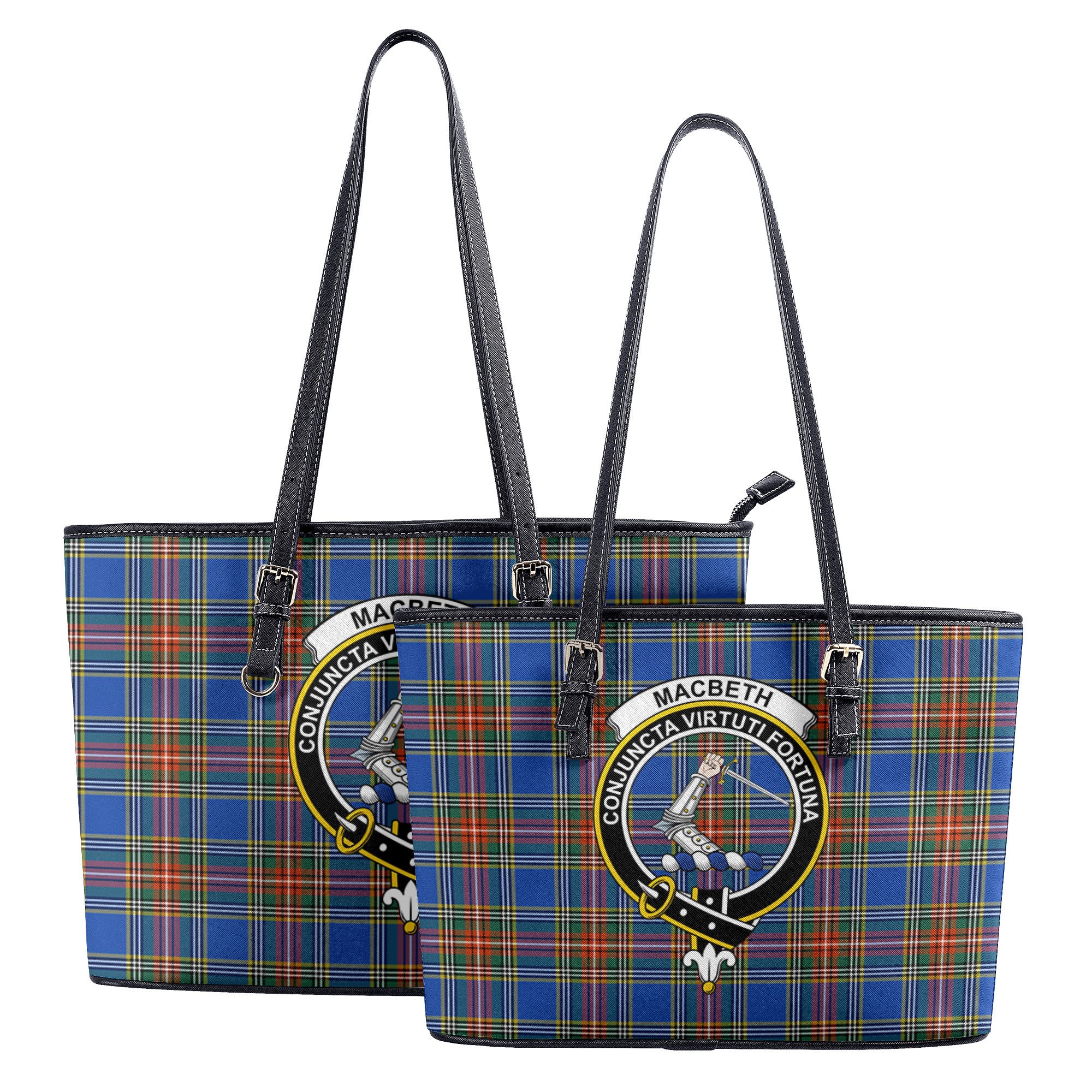 MacBeth Ancient Tartan Crest Leather Tote Bag