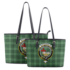 MacDonald Lord of the Isles Hunting Tartan Crest Leather Tote Bag