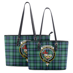 MacDonald of the Isles Hunting Ancient Tartan Crest Leather Tote Bag