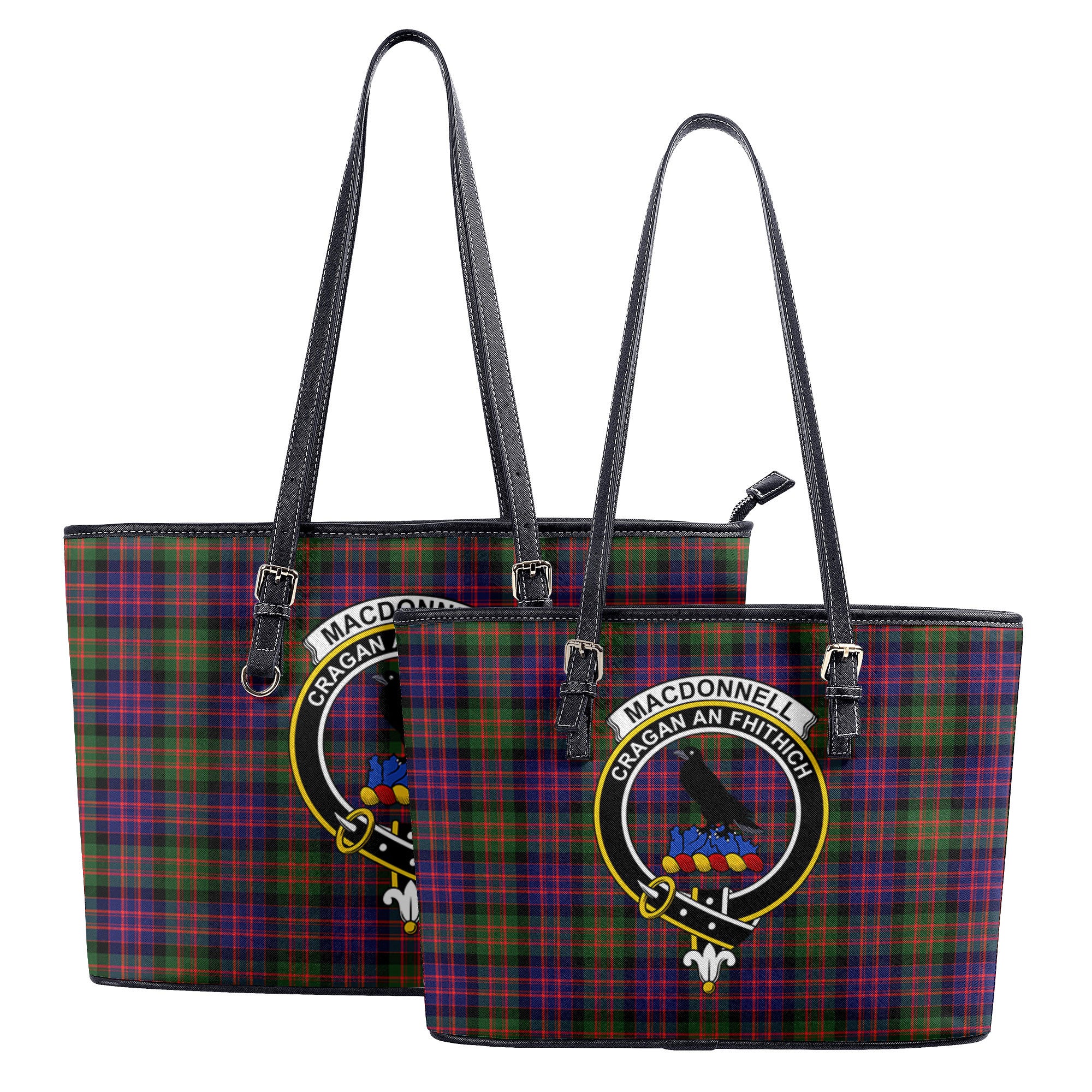 MacDonnell of Glengarry Modern Tartan Crest Leather Tote Bag