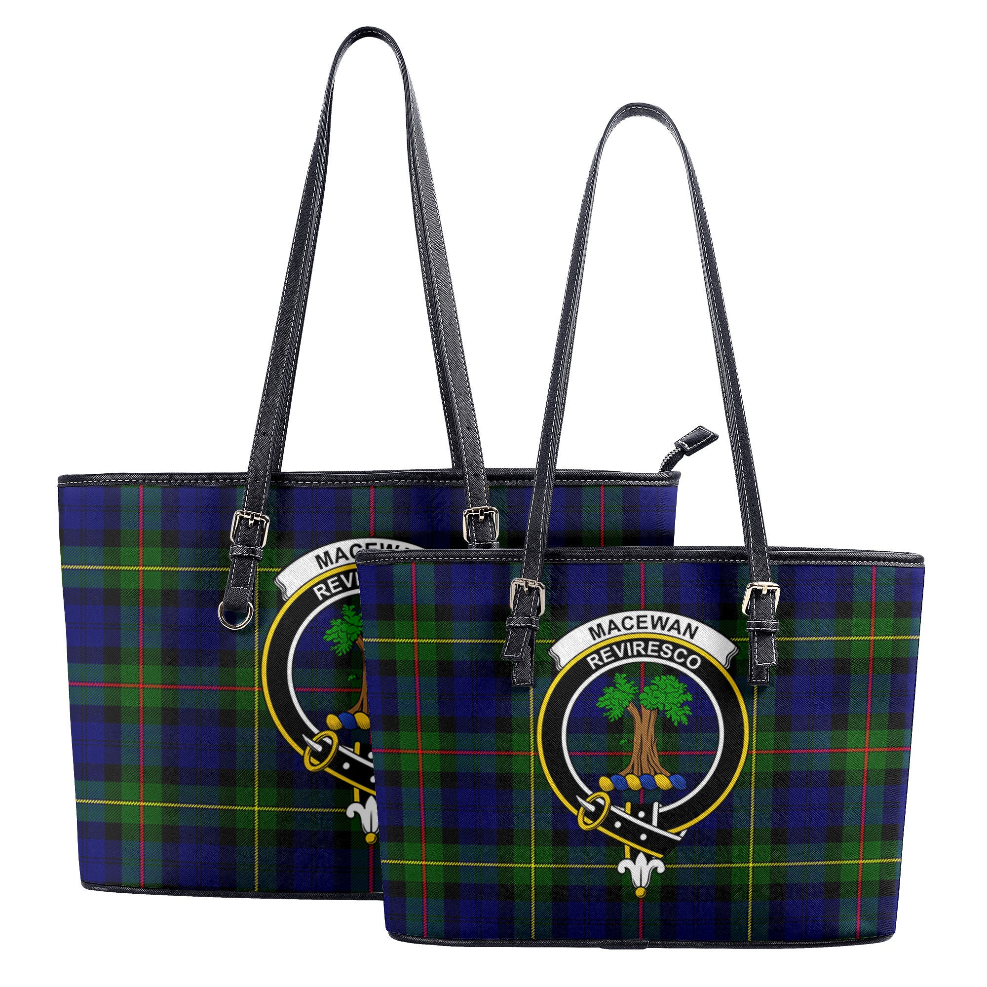 MacEwan Modern Tartan Crest Leather Tote Bag