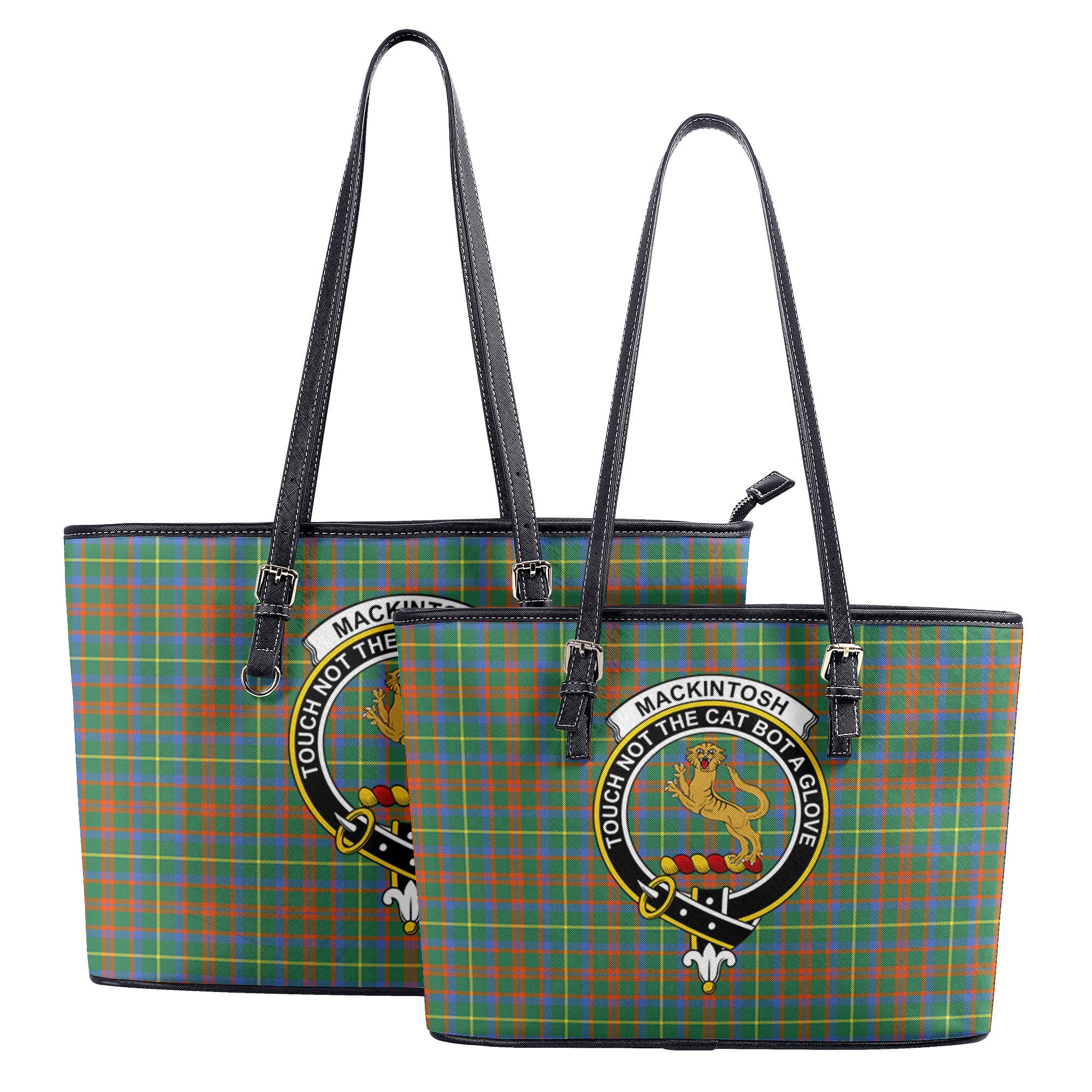 MacKintosh Hunting Ancient Tartan Crest Leather Tote Bag