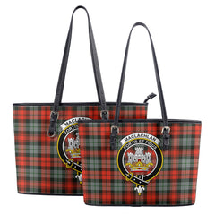 MacLachlan Weathered Tartan Crest Leather Tote Bag