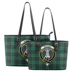 MacLean Hunting Ancient Tartan Crest Leather Tote Bag