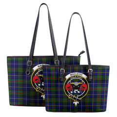 MacLeod of Harris Modern Tartan Crest Leather Tote Bag