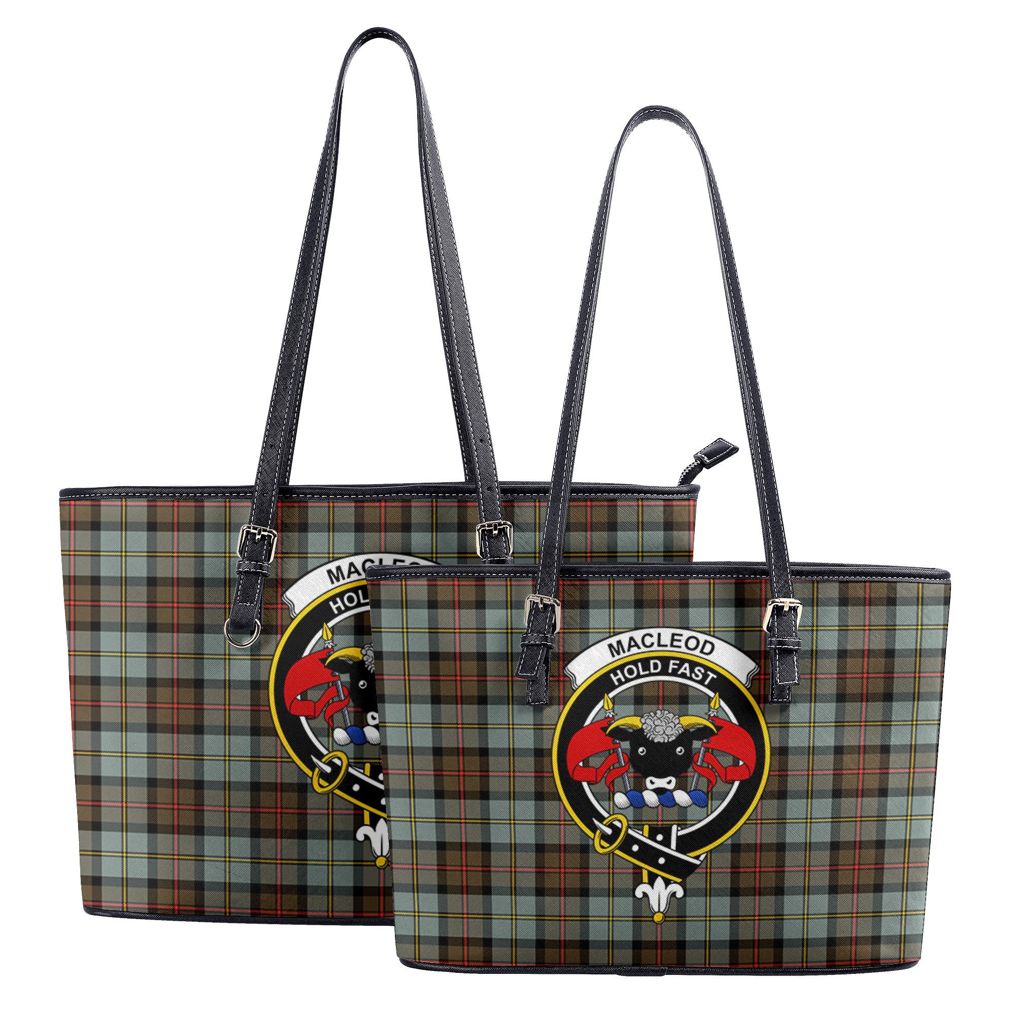 MacLeod of Harris Weathered Tartan Crest Leather Tote Bag