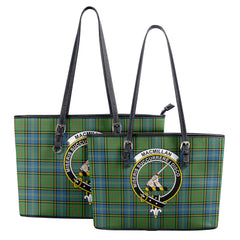 MacMillan Hunting Ancient Tartan Crest Leather Tote Bag