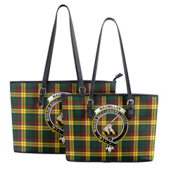 MacMillan Old Modern Tartan Crest Leather Tote Bag