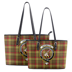 MacMillan Old Weathered Tartan Crest Leather Tote Bag