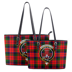 MacNaughton Modern Tartan Crest Leather Tote Bag