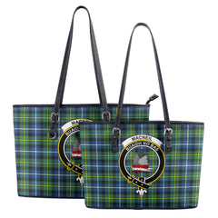 MacNeil of Barra Ancient Tartan Crest Leather Tote Bag