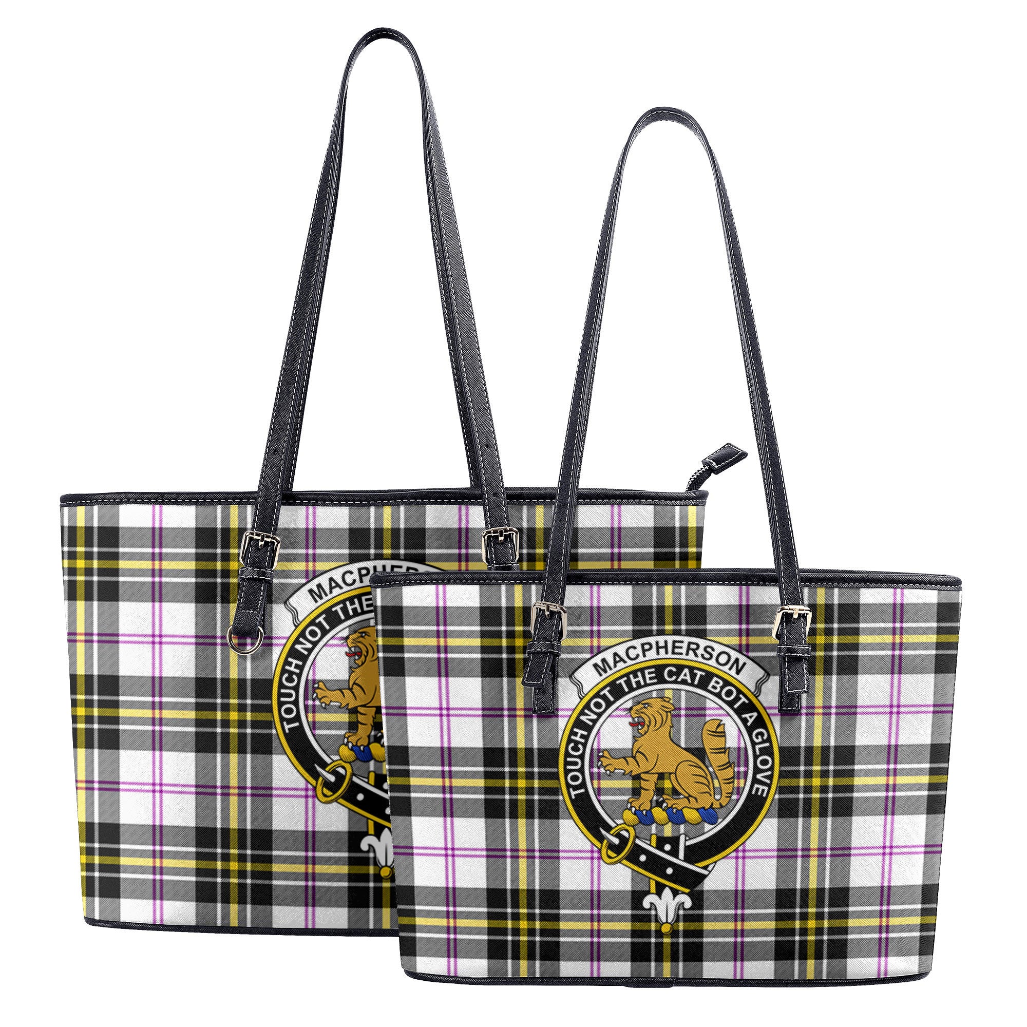 MacPherson Dress Modern Tartan Crest Leather Tote Bag