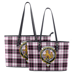 MacPherson Hunting Modern Tartan Crest Leather Tote Bag