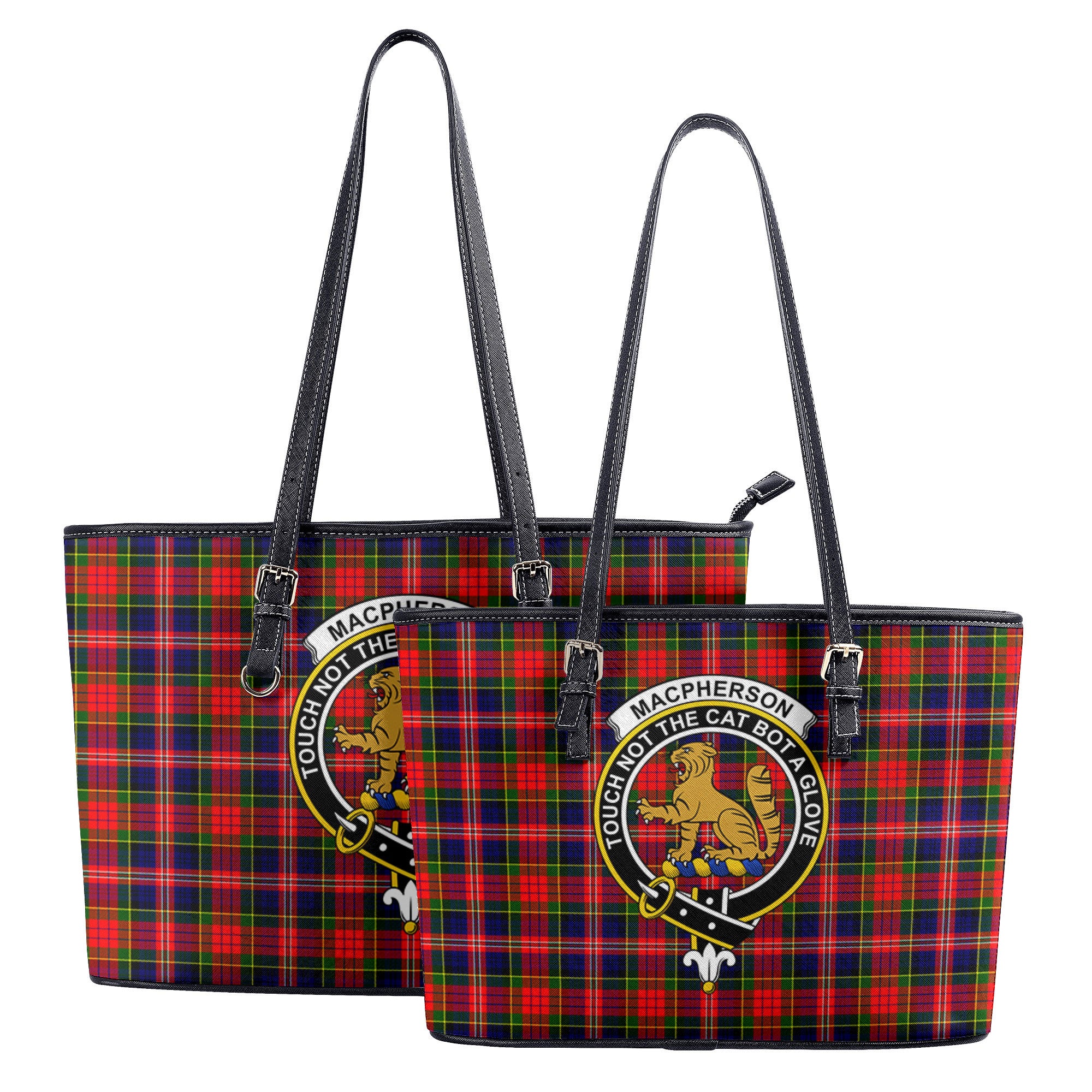 MacPherson Modern Tartan Crest Leather Tote Bag