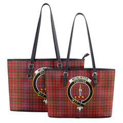 McAlister Modern Tartan Crest Leather Tote Bag