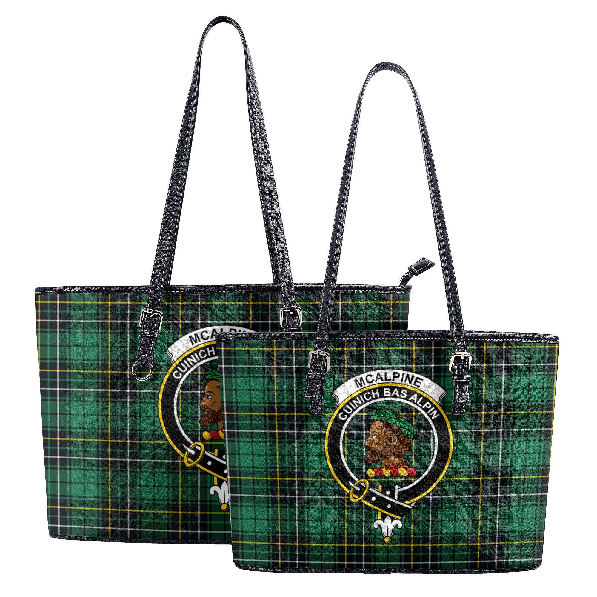 McAlpine Ancient Tartan Crest Leather Tote Bag