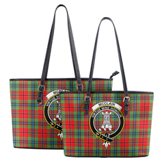 McClain of Duart Modern Tartan Crest Leather Tote Bag