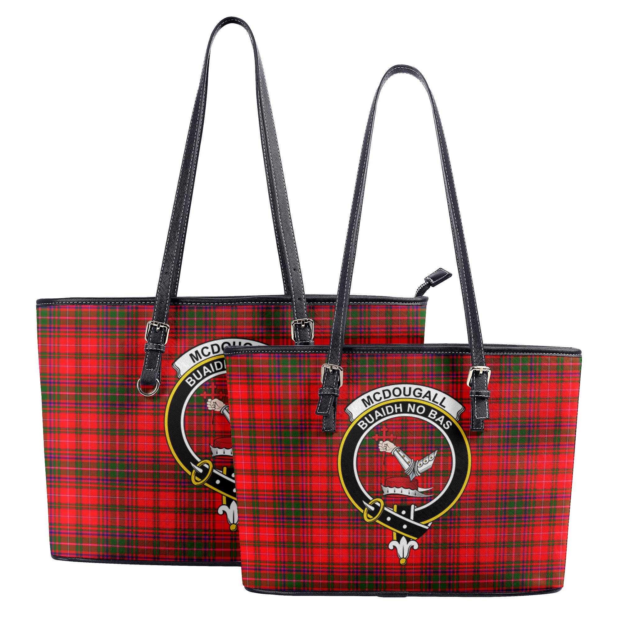 McDougall Modern Tartan Crest Leather Tote Bag