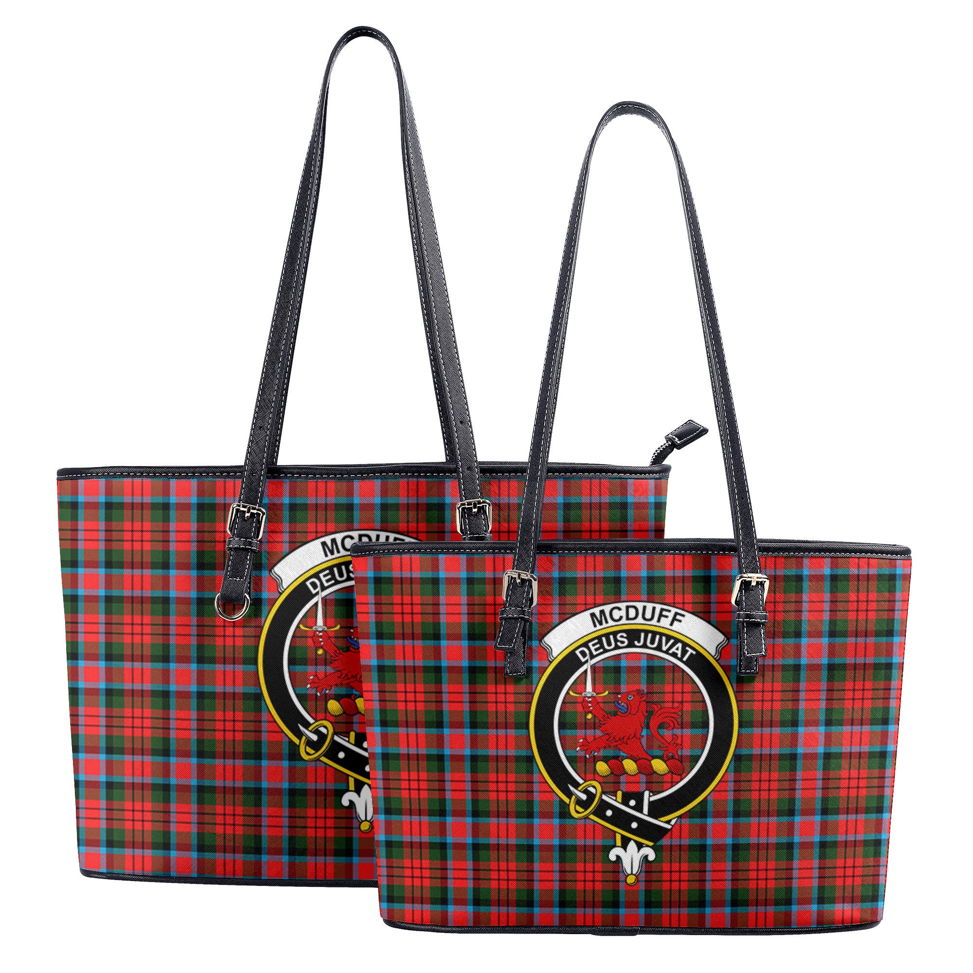 McDuff Modern Tartan Crest Leather Tote Bag