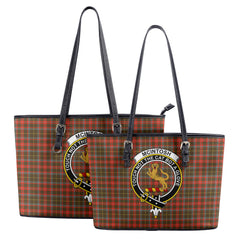 McIntosh Hunting Weathered Tartan Crest Leather Tote Bag